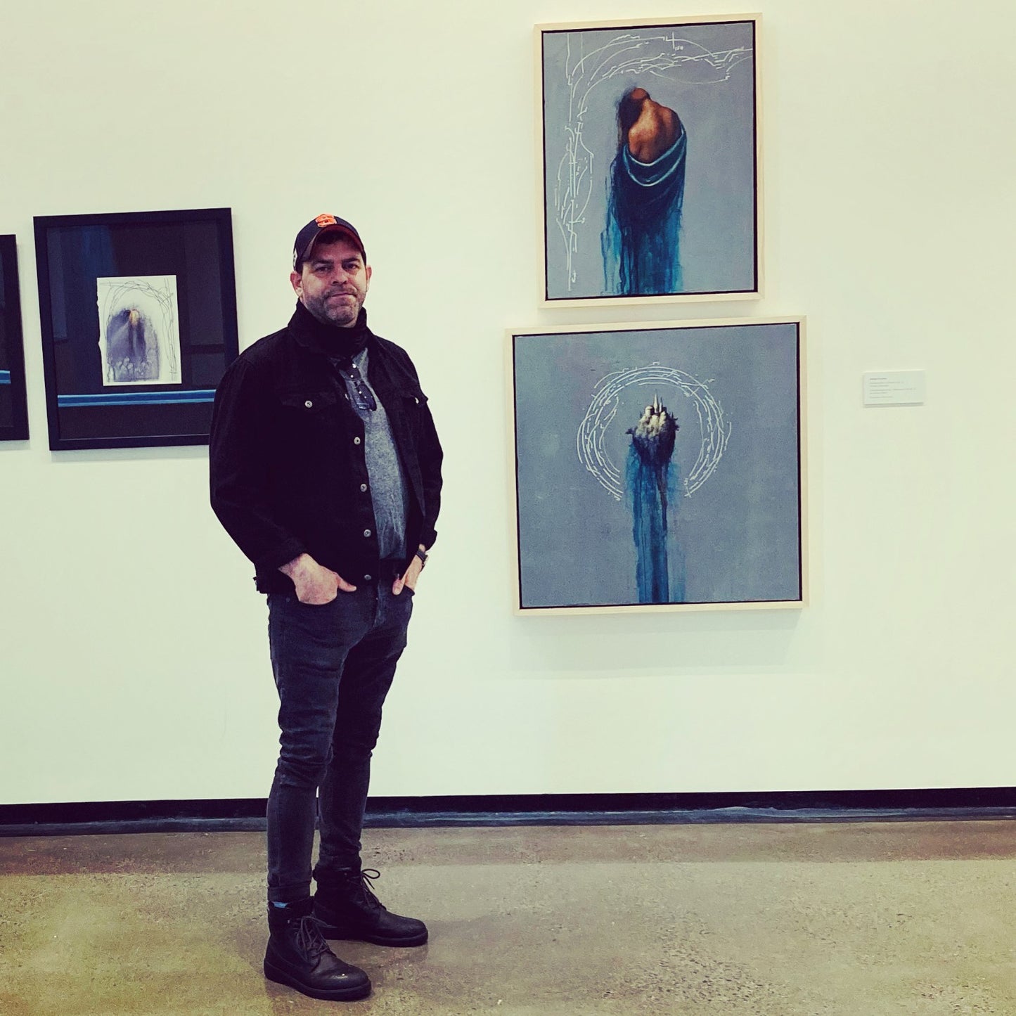 Abisay Puentes with Paradoja No. 1 installed at the Everson Museum of Art during Abisay Puentes: Paradox, 2022.